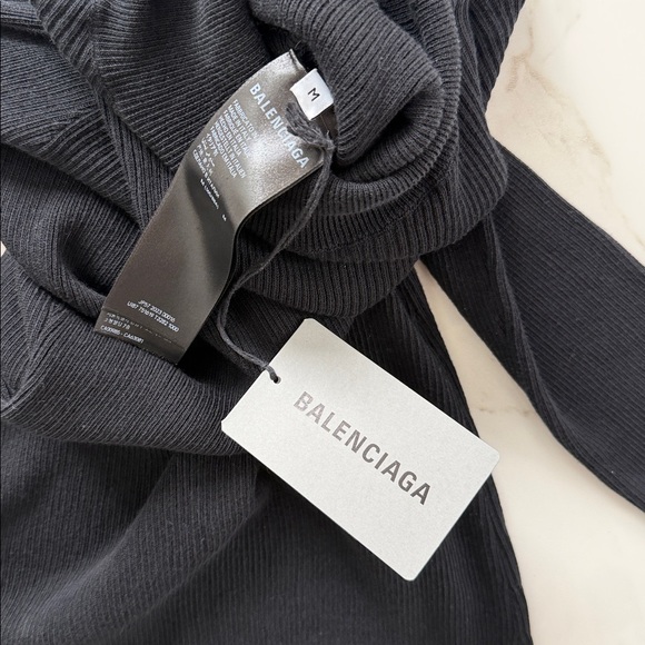 NWT BALENCIAGA Ribbed-knit turtleneck maxi dress Black Size Medium Authentic - Picture 9 of 16